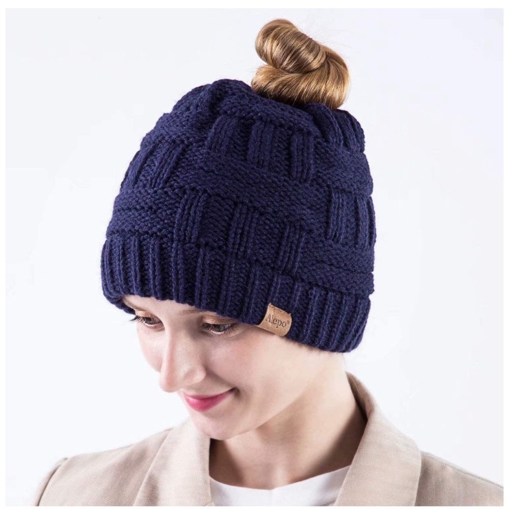 Women’s Beanie Hat Hair Bun/Ponytail Hole
